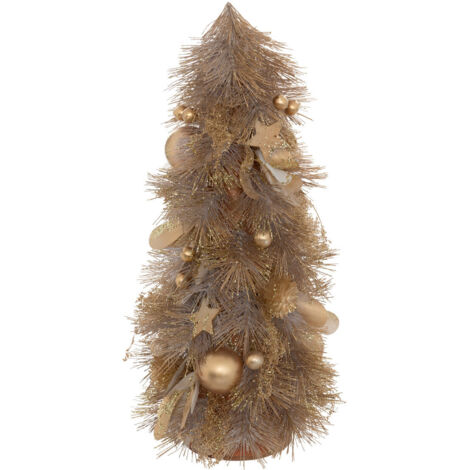 Déco de Noël Cône avec Boules Etoiles déco Doré pailleté H 40 cm - Feeric Christmas (1/2)