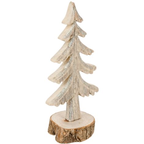 Sapin de table en bois sur socle bûche H 26 cm - Feeric Christmas (1/3)
