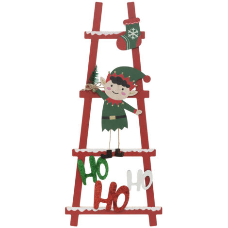 Pancarte de Noël avec Lutin et HOHOHO sur une échelle H 50 cm - Feeric Christmas (1/2)