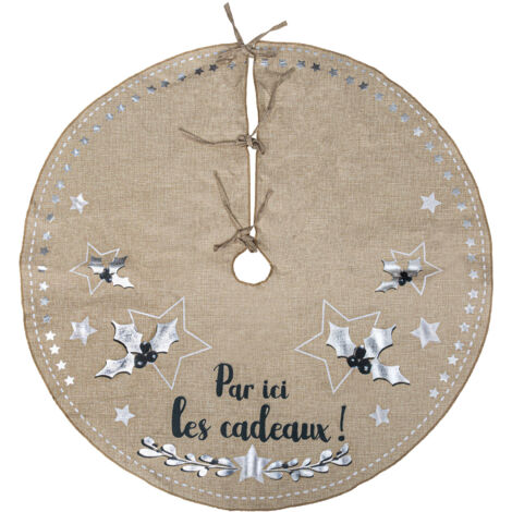 Déco de noël Tapis pour pied de Sapin en jute imprimée D 90 cm - Feeric Christmas (1/3)