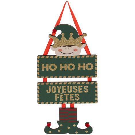 Déco de Noël Pancarte murale Elfe et Joyeuses Fêtes H 35 cm - Feeric Christmas (1/2)