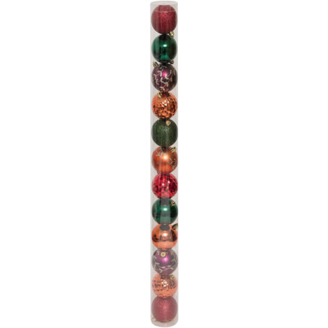 Déco de sapin Lot de 12 Boules de Noël D 6 cm - Orange et Vert - Feeric Christmas (1/5)
