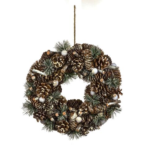 Couronne de Noël avec Pommes de pin et autres déco D 34 cm - Feeric Christmas (1/2)