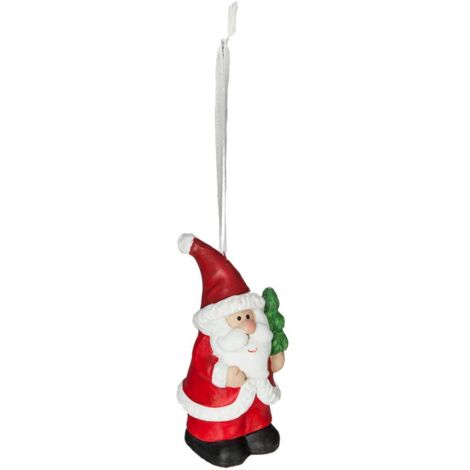 Sujet de Noël à suspendre Personnage en céramique rouge et blanc - Feeric Christmas (1/3)