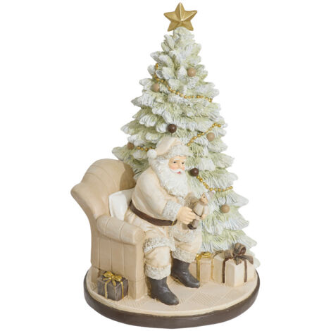Déco Père Noël dans un fauteuil avec Sapin décoré et Paquets  H 30 cm - Feeric Christmas (1/2)