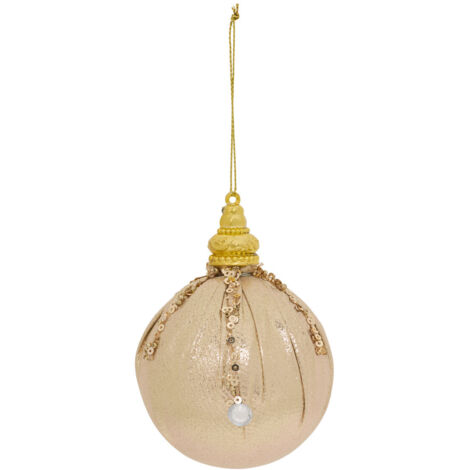 Déco Sapin Boule de Noël D 8 cm Doré et Champagne pailleté - Feeric Christmas (1/2)