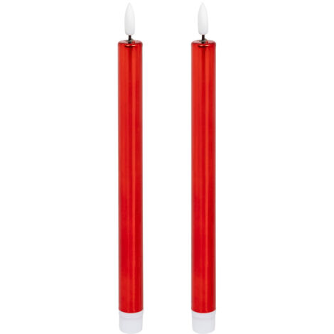 Lot de 2 Bougies lumineuses à LED H 28 cm Rouge métallisé - Feeric Christmas (1/3)