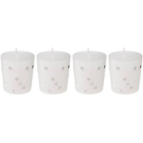 Lot de 4 Bougies Votive Blanc étoiles et paillettes D 4 cm - Feeric Christmas (1/5)