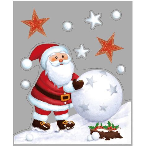 Sticker père noël paillettes 2 assortiments 29x35cm - Feeric lights & christmas (1/2)