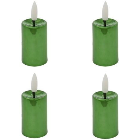 Lot de 4 Bougies lumineuses à LED H 9 cm Vert métallisé - Feeric Christmas (1/4)