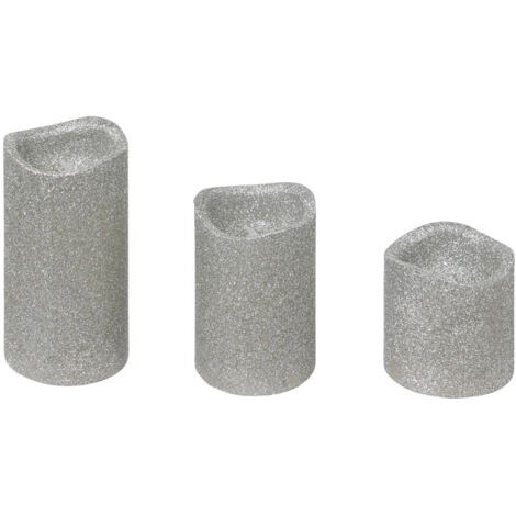 Lot de 3 Bougies lumineuses à LED Argent pailleté - Feeric Christmas (1/2)
