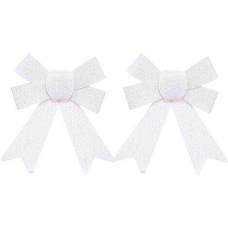 Déco de Noël Lot de 2 Noeuds Blanc pailleté 14 x 18 cm - Feeric Christmas (1/2)