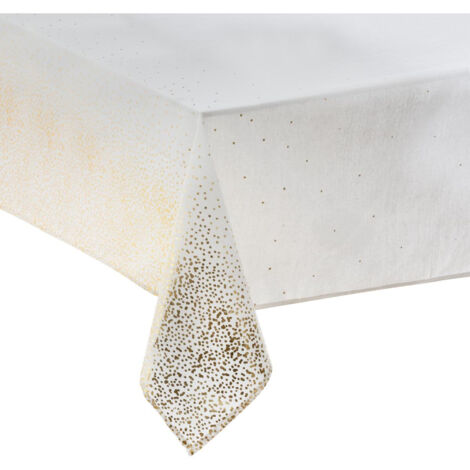 Nappe de Fêtes en coton et polyester Blanc Imprimé Léopard Doré 140 x 240 cm - Feeric Christmas