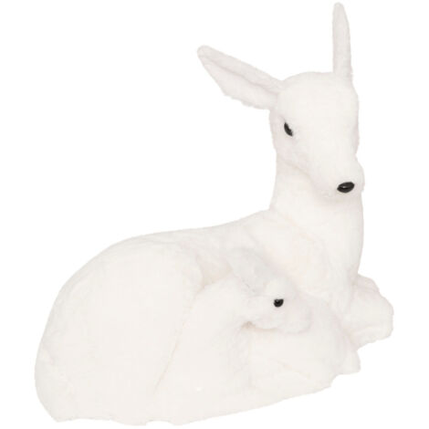 Déco de Noël Renne Blanc et son Faon L 42 cm - Feeric Christmas (1/3)