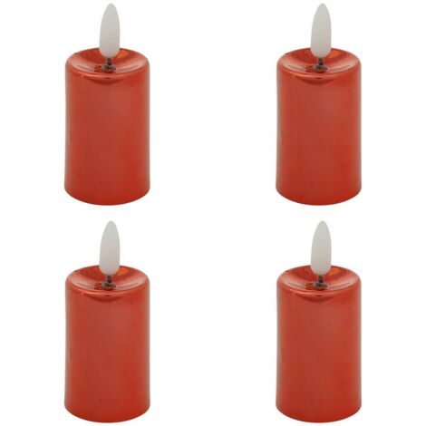 Lot de 4 Bougies lumineuses à LED H 9 cm Rouge métallisé - Feeric Christmas (1/5)