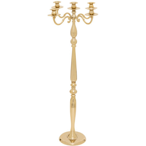 Table de fêtes Bougeoir Chandelier 5 têtes en métal Doré H 98 cm - Feeric Christmas