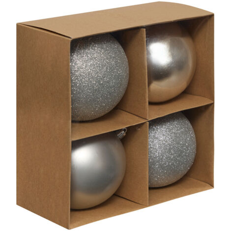 Déco de sapin Lot de 4 Boules de Noël GM D 10 cm - Argent - Feeric Christmas (1/4)