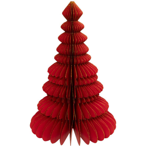 Sapin de Noël en papier plié Rouge liseré Doré H 30 cm - Feeric Christmas (1/4)