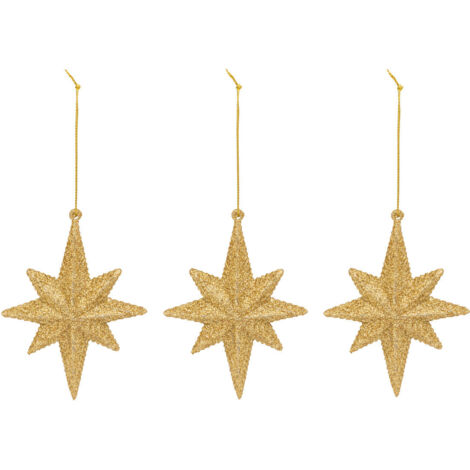 Déco de sapin Lot de 3 Étoiles polaires dorés pailletés - Feeric Christmas (1/3)