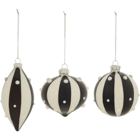 Déco de sapin Lot de 3 Boules de noël en Verre D 8 cm Noir et Blanc - Feeric Christmas (1/5)