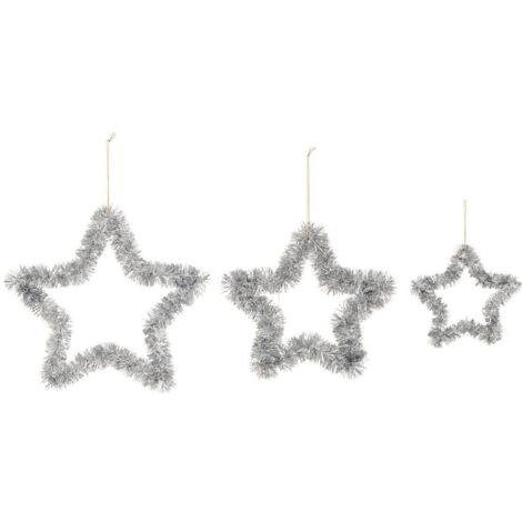 Déco de sapin Lot de 3 Étoiles argentés Hauteur maxi 40 cm - Feeric Christmas (1/5)