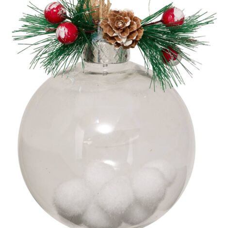 Déco Sapin Boule de Noël D 10 cm Transparent avec inclusion intérieur et déco - Feeric Christmas (1/5)