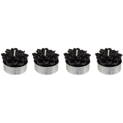 Lot de 4 Bougies de Noël déco Fleur Poinsettia Noire pailletée - Feeric Christmas (1/2)