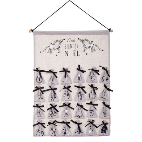 Déco de Noël Calendrier de l'Avent en tissu Beige avec 24 Pochons H 65 cm - Feeric Christmas (1/3)