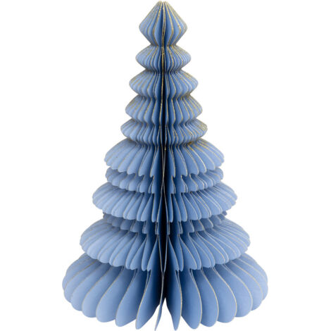 Sapin de Noël en papier plié Bleu liseré Doré H 30 cm - Feeric Christmas (1/4)
