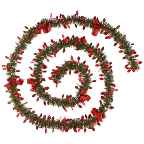 Guirlande de Noël large 10 cm Vert avec déco Rouge Longueur 2.7 mètres - Feeric Christmas