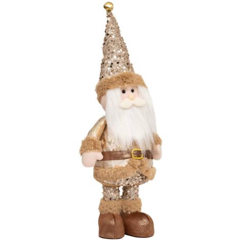Déco de Noël Personnage Beige et Doré pailleté H 38 cm - Feeric Christmas (1/5)