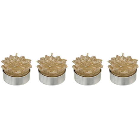Lot de 4 Bougies de Noël déco Fleur Poinsettia Dorée pailletée - Feeric Christmas (1/2)