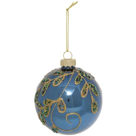 Boule verre branches D.8cm bleu - Atmosphera créateur d'intérieur (1/2)