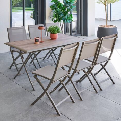 Table de jardin 6 places Azua pliable café 150x80cm - Hespéride