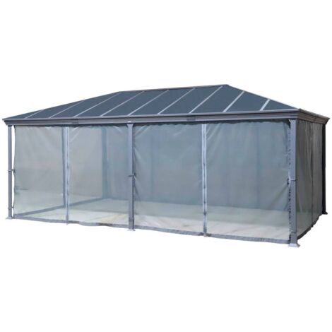 Moustiquaire pour Pergola autoportante Belize 6x3,6 m gris ardoise - Hespéride