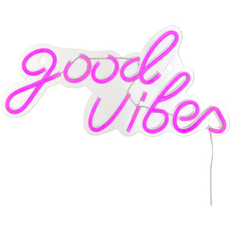 Tube néon mural led Good vibes rose L 40,5cm - Atmosphera créateur d'intérieur (1/5)