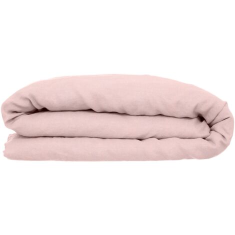 Housse de couette 2 Personnes en Lin lavé Rose 260 x 240 cm - Atmosphera (1/3)