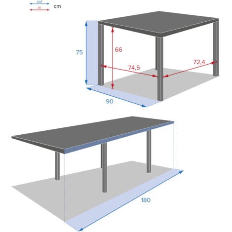 Table de jardin extensible Piazza gris smoke & blanc 8 places en aluminium traité époxy - Hespéride