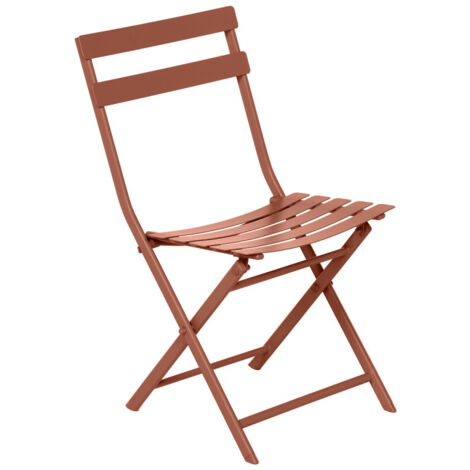 Hesperide – Chaise de jardin pliante ambre en acier traité époxy – Résistante à la corrosion – Charge maximale 110 kg – Hauteur 80 cm – Confort d'assise 44 cm