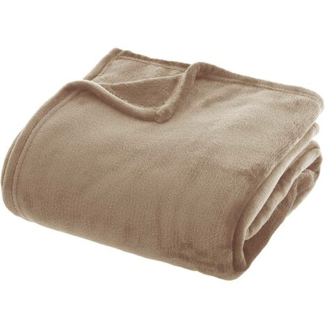 Atmosphera – Plaid flanelle beige 180 x 230 cm – Polyester ultra doux – Lavable en machine à 30°C – Label OEKO-TEX - LIN 180 X