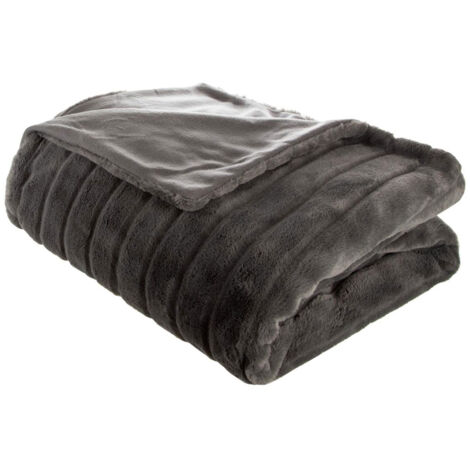 Plaid Fourrure Manoir Gris foncé 180 x 230 cm - Atmosphera