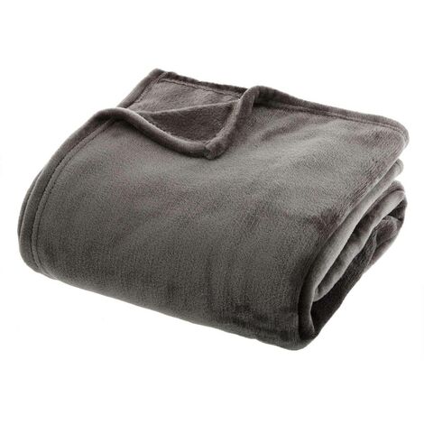 Plaid Flanelle Gris foncé 130 x 180 cm - Atmosphera