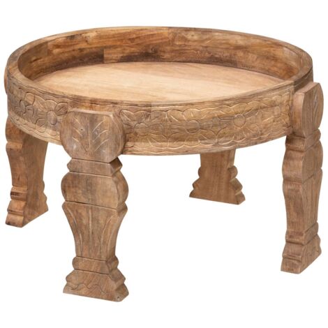 Atmosphera – Table à café ronde en bois de manguier D 51 x H 33 cm – Design esthétique pour intérieur moderne et rustique – Entretien facile (1/5)