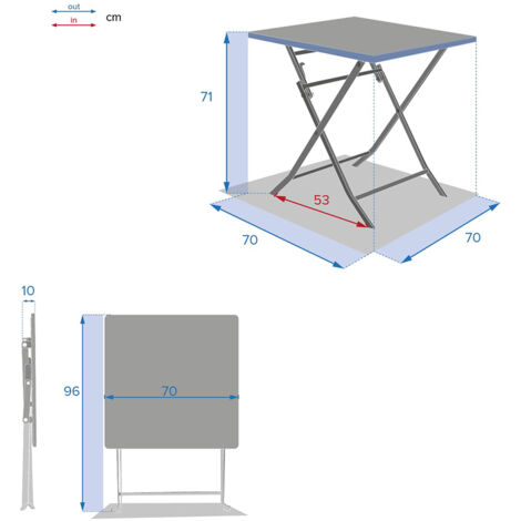 Hesperide – Table de jardin pliante carrée 70x70cm groseille 2 places en acier époxy traité – Résistante aux UV et à la corrosion
