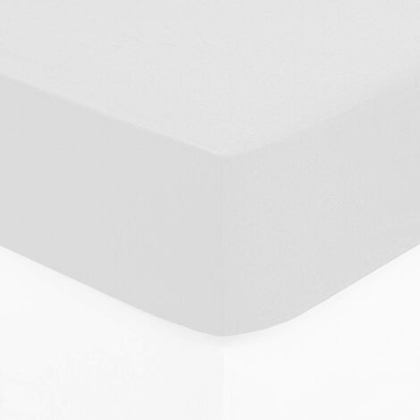 Atmosphera – Drap housse 1 personne en coton blanc 90 x 190 cm – Élastique robuste pour maintien parfait – Lavable en machine à 60 degrés