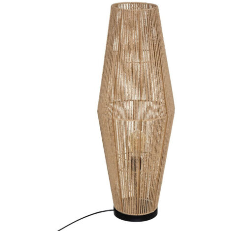 Atmosphera – Lampadaire salon en métal et papier tressé 83 cm – Abat-jour beige – Douille E27 – Puissance 40W – Longueur câble 200 cm