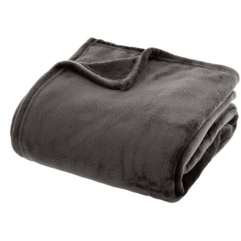 Plaid Flanelle Gris foncé 180 x 230 cm - Atmosphera