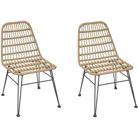 Hesperide – Lot de 2 chaises de jardin Lambada sésame et graphite – Acier traité époxy – Résine tressée – Charge maximale 160 kg – Hauteur d'assise 43 cm (1/7)