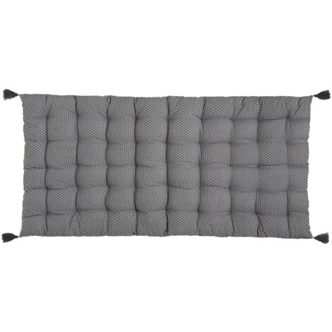 Atmosphera – Matelas de sol gris 60x120 cm – Housse 100% coton – Garnissage 100% polyester – 4 pompons décoratifs – Confort pour intérieur