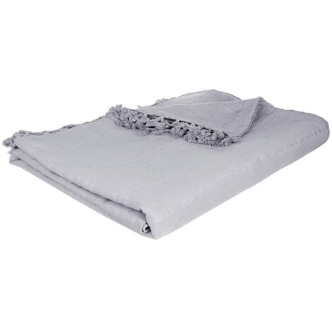 Jeté de lit en Coton Gris clair 230 x 250 cm - Atmosphera